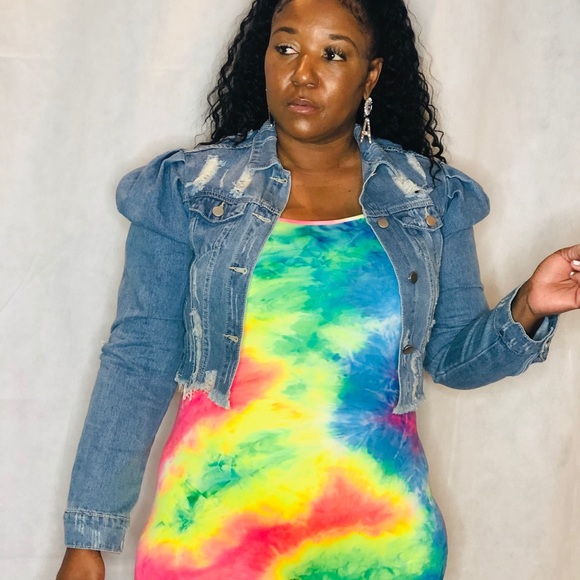 AAron Jackets & Blazers - Denim puff shoulder jacket